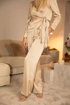 Vscomfy Solid Satin Pants 168094